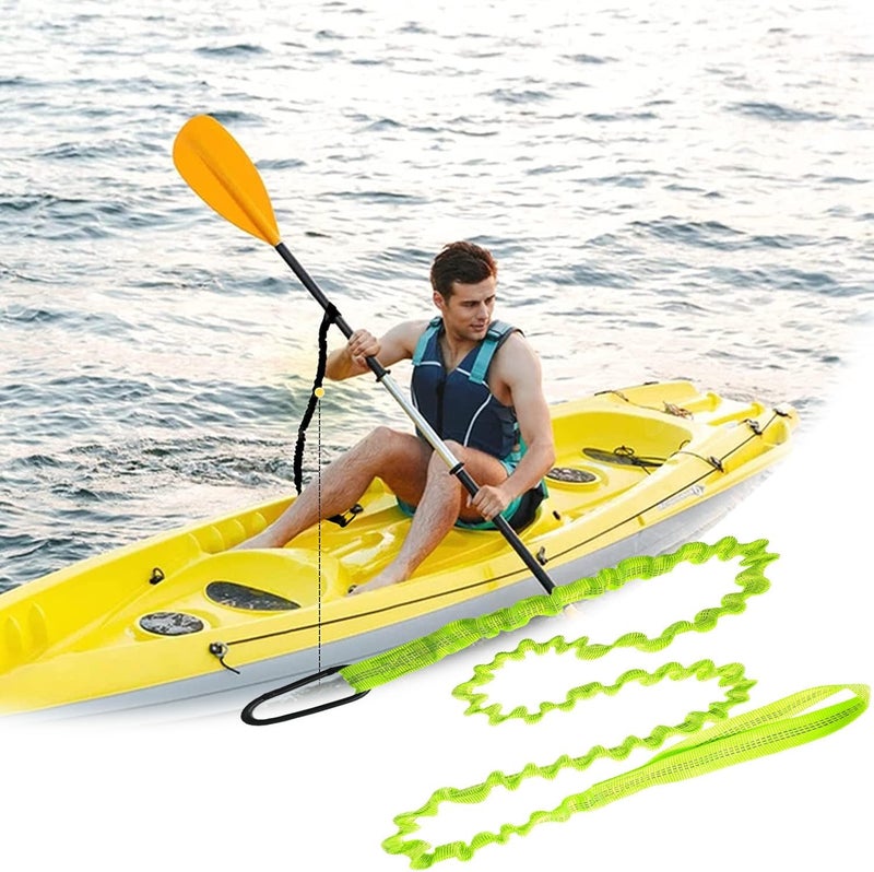 Lvsnro Paddle Leash Kayak Paddle Holder Tool Lanyard - 2 Pack Stretchable Paddle Strap with Carabiner Secure Leash Lanyard Rope for SUP Kayak Canoe Paddle Fishing Pole Rod - Image 2